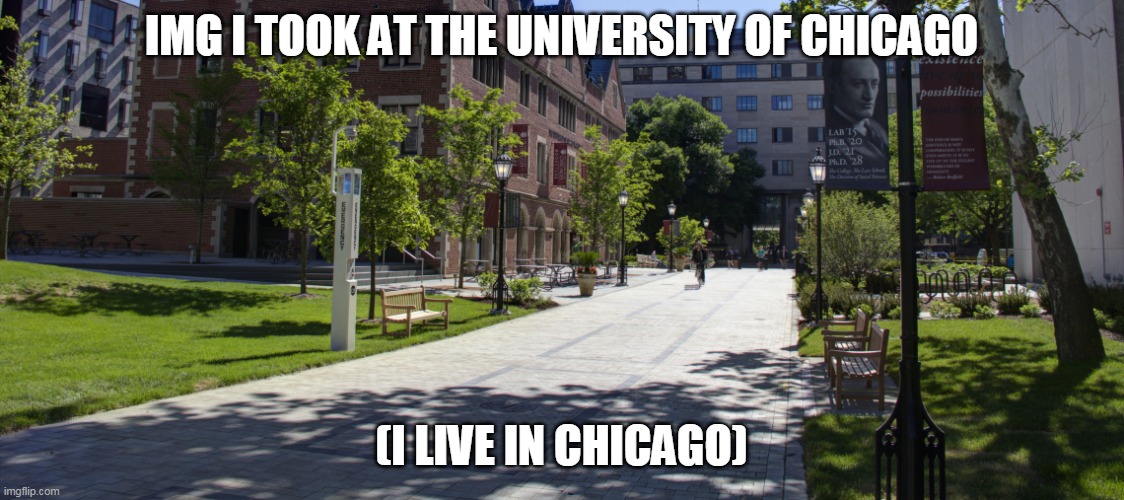 IMG I TOOK AT THE UNIVERSITY OF CHICAGO; (I LIVE IN CHICAGO) | made w/ Imgflip meme maker