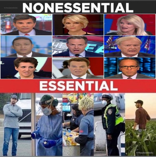 NonEssential VS Essential | image tagged in essential,coronavirus,pandemic,nonessential,donald trump | made w/ Imgflip meme maker