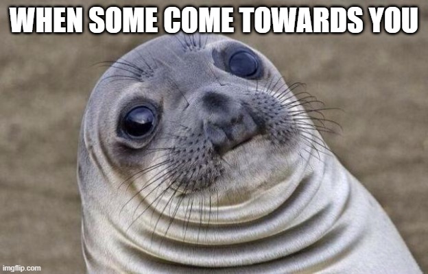 Awkward Moment Sealion | WHEN SOME COME TOWARDS YOU | image tagged in memes,awkward moment sealion | made w/ Imgflip meme maker