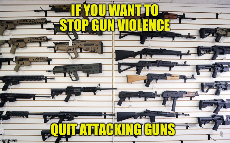 Sensible Solutions | IF YOU WANT TO STOP GUN VIOLENCE; QUIT ATTACKING GUNS | image tagged in gun violence,second amendment | made w/ Imgflip meme maker