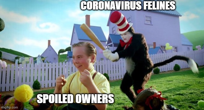 Cat & The Hat | CORONAVIRUS FELINES; SPOILED OWNERS | image tagged in cat  the hat | made w/ Imgflip meme maker