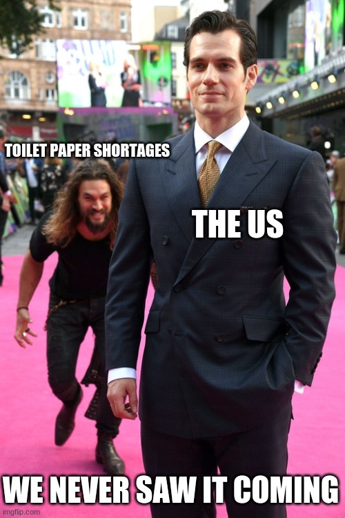 This is too true. | TOILET PAPER SHORTAGES; THE US; WE NEVER SAW IT COMING | image tagged in stop reading the tags | made w/ Imgflip meme maker