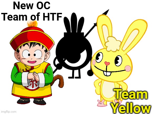 New Team OC: Team Yellow | New OC Team of HTF; Team Yellow | image tagged in blank white template,happy tree friends,patapon,gohan | made w/ Imgflip meme maker