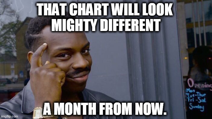Roll Safe Think About It Meme | THAT CHART WILL LOOK 
MIGHTY DIFFERENT A MONTH FROM NOW. | image tagged in memes,roll safe think about it | made w/ Imgflip meme maker