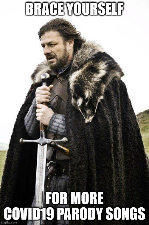 Brace Yourself | BRACE YOURSELF; FOR MORE COVID19 PARODY SONGS | image tagged in brace yourself | made w/ Imgflip meme maker