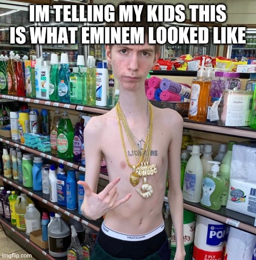 Daddy longneck | IM TELLING MY KIDS THIS IS WHAT EMINEM LOOKED LIKE | image tagged in memes | made w/ Imgflip meme maker