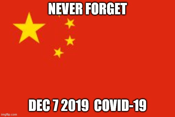 Chinese flag | NEVER FORGET; DEC 7 2019  COVID-19 | image tagged in chinese flag | made w/ Imgflip meme maker
