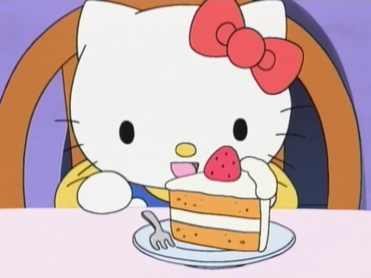 Hello Kitty Eating Cake Blank Meme Template