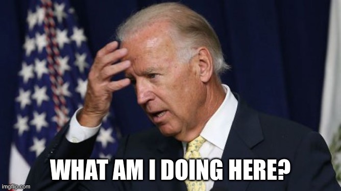 Joe Biden worries | WHAT AM I DOING HERE? | image tagged in joe biden worries | made w/ Imgflip meme maker