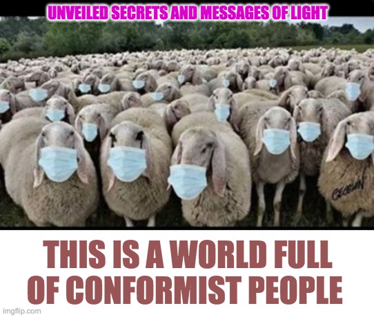 UNVEILED SECRETS AND MESSAGES OF LIGHT; THIS IS A WORLD FULL OF CONFORMIST PEOPLE | image tagged in conformist | made w/ Imgflip meme maker