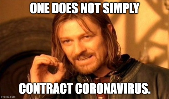 One Does Not Simply | ONE DOES NOT SIMPLY; CONTRACT CORONAVIRUS. | image tagged in memes,one does not simply | made w/ Imgflip meme maker