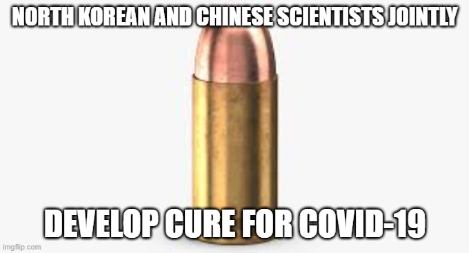 covid-19 | NORTH KOREAN AND CHINESE SCIENTISTS JOINTLY; DEVELOP CURE FOR COVID-19 | image tagged in cure | made w/ Imgflip meme maker