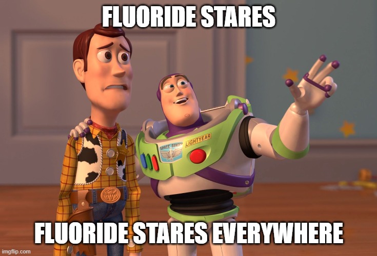 X, X Everywhere | FLUORIDE STARES; FLUORIDE STARES EVERYWHERE | image tagged in memes,x x everywhere,fluoride,zombies,sheep,jesus | made w/ Imgflip meme maker