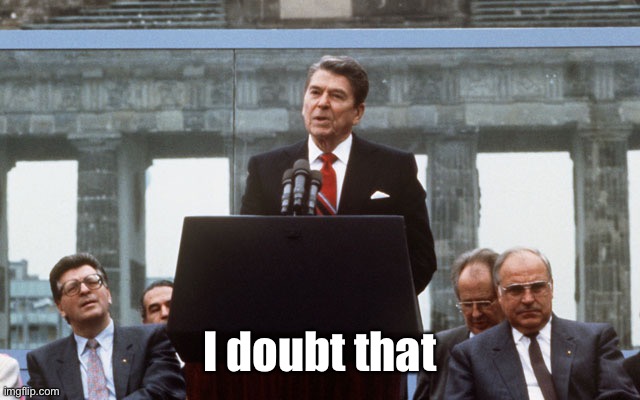 Ronald Reagan Wall | I doubt that | image tagged in ronald reagan wall | made w/ Imgflip meme maker