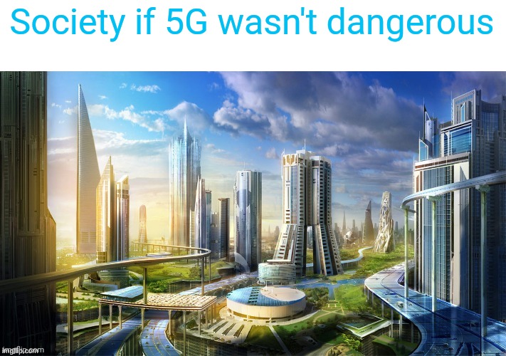 "Our world if 5G wasn't dangerous to health" | Society if 5G wasn't dangerous | image tagged in society if something,5g,memes | made w/ Imgflip meme maker