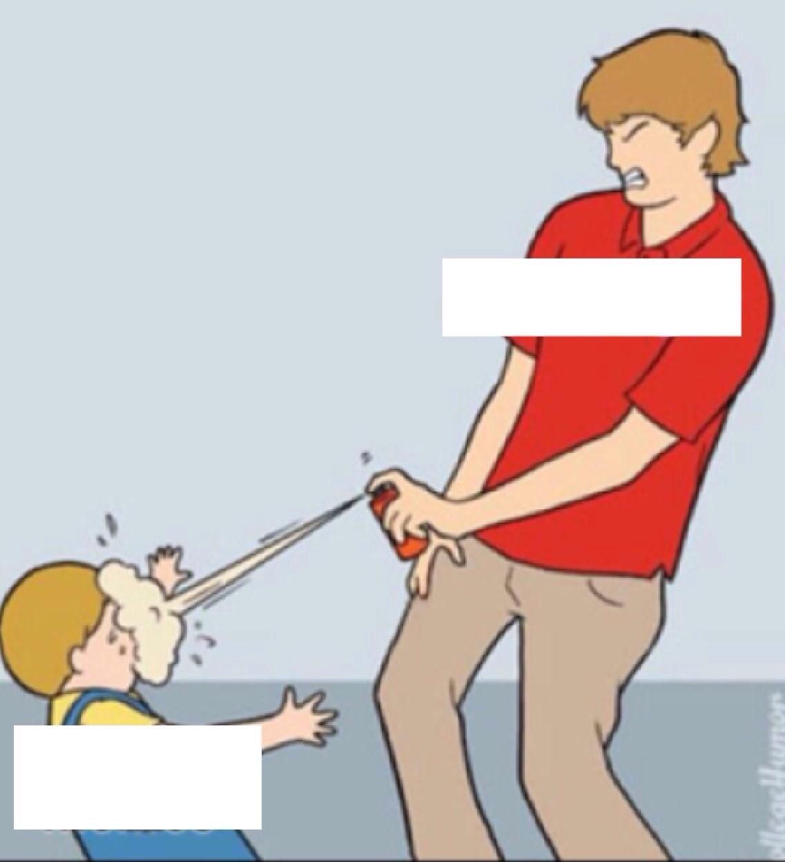 man sprays kid Blank Meme Template