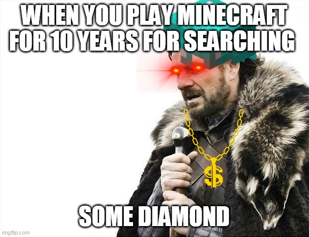 Have You Seen Any Diamonds Ores Gromit ? | WHEN YOU PLAY MINECRAFT FOR 10 YEARS FOR SEARCHING; SOME DIAMOND | image tagged in minecraft,diamonds | made w/ Imgflip meme maker