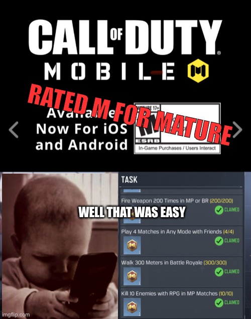 RATED M FOR MATURE; WELL THAT WAS EASY | made w/ Imgflip meme maker