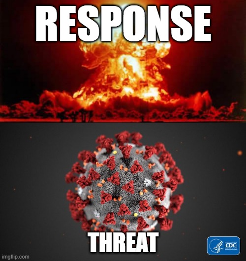 RESPONSE; THREAT | image tagged in memes,nuclear explosion,covid 19 | made w/ Imgflip meme maker