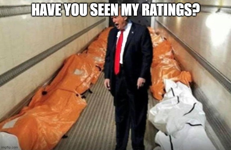 HAVE YOU SEEN MY RATINGS? | image tagged in donald trump the clown,coronavirus,uncaring | made w/ Imgflip meme maker