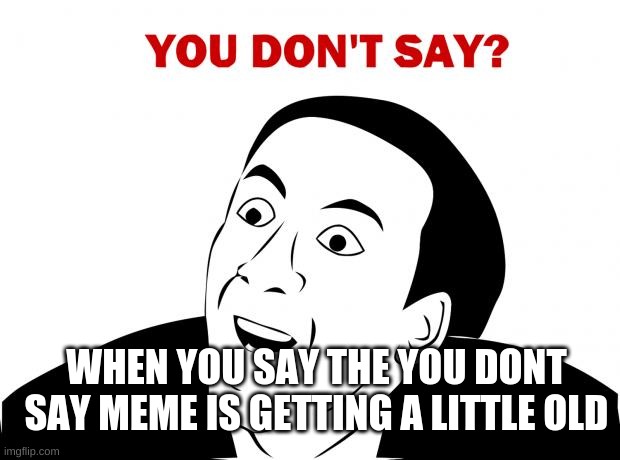 You Don't Say | WHEN YOU SAY THE YOU DONT SAY MEME IS GETTING A LITTLE OLD | image tagged in memes,you don't say | made w/ Imgflip meme maker