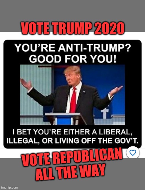 VOTE TRUMP 2020 VOTE REPUBLICAN ALL THE WAY | made w/ Imgflip meme maker