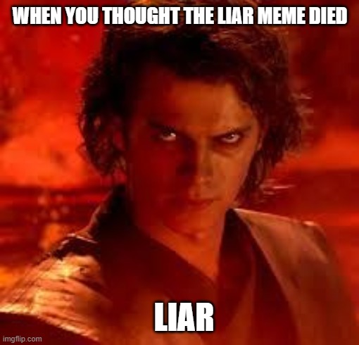 anakin star wars | WHEN YOU THOUGHT THE LIAR MEME DIED; LIAR | image tagged in anakin star wars | made w/ Imgflip meme maker