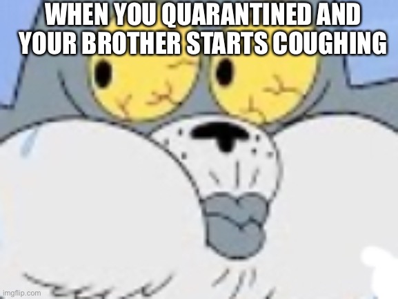 Yikeserooni | WHEN YOU QUARANTINED AND YOUR BROTHER STARTS COUGHING | image tagged in coronavirus | made w/ Imgflip meme maker