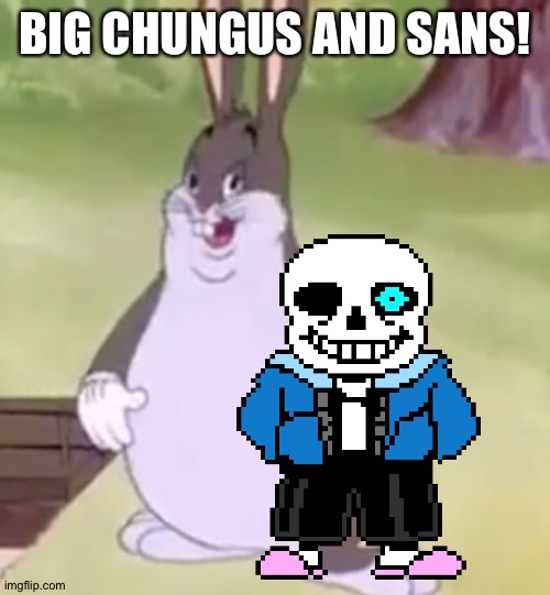 Big Chungus | BIG CHUNGUS AND SANS! | image tagged in big chungus | made w/ Imgflip meme maker