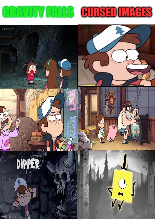 Gravity Falls Cursed images | GRAVITY FALLS; CURSED IMAGES | image tagged in comparison chart,gravity falls | made w/ Imgflip meme maker