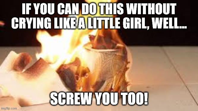 IF YOU CAN DO THIS WITHOUT CRYING LIKE A LITTLE GIRL, WELL... SCREW YOU TOO! | made w/ Imgflip meme maker