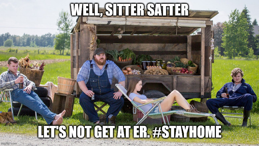 Letterkenny | WELL, SITTER SATTER; LET'S NOT GET AT ER. #STAYHOME | image tagged in letterkenny | made w/ Imgflip meme maker