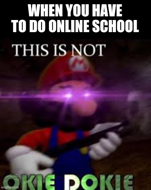 This is not okie dokie | WHEN YOU HAVE TO DO ONLINE SCHOOL | image tagged in this is not okie dokie,coronavirus,funny,memes,funny memes | made w/ Imgflip meme maker