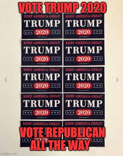 VOTE TRUMP 2020 VOTE REPUBLICAN ALL THE WAY | made w/ Imgflip meme maker