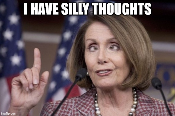 Nancy pelosi | I HAVE SILLY THOUGHTS | image tagged in nancy pelosi | made w/ Imgflip meme maker