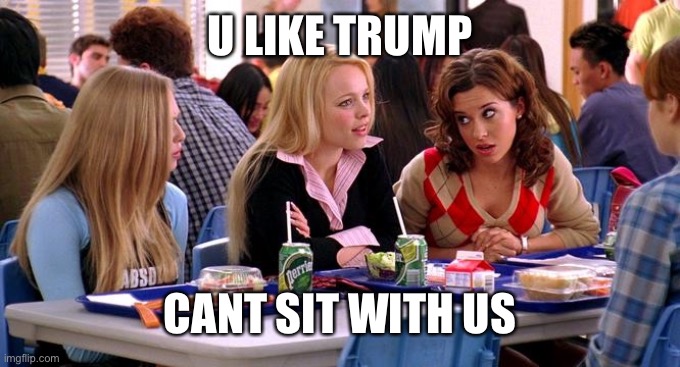 You can't sit with us | U LIKE TRUMP; CANT SIT WITH US | image tagged in you can't sit with us | made w/ Imgflip meme maker