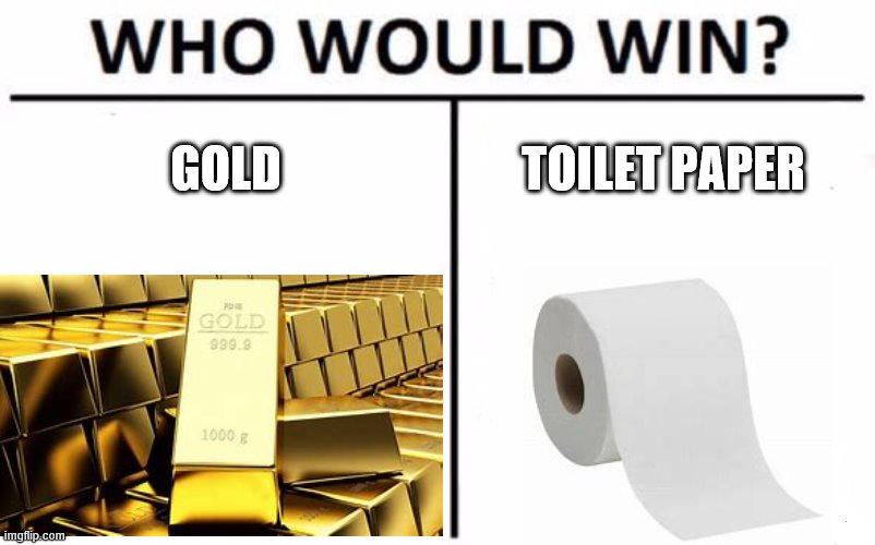 Who Would Win? | GOLD; TOILET PAPER | image tagged in memes,who would win | made w/ Imgflip meme maker