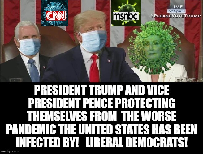 President Trump Protecting Himself From The Worse Pandemic Inflicted Upon The USA! Liberal Democrats and Fake News! | image tagged in fake news,msnbc,pelosi,stupid liberals,democrats | made w/ Imgflip meme maker