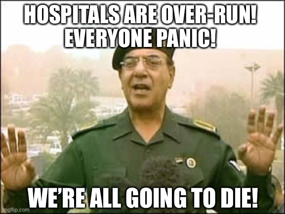 Fake News Media be like... | HOSPITALS ARE OVER-RUN! 
EVERYONE PANIC! WE’RE ALL GOING TO DIE! | image tagged in coronavirus,fake news | made w/ Imgflip meme maker