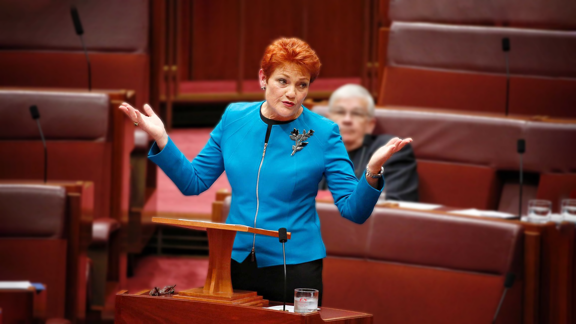 High Quality Pauline Hanson shrugs - I told you so "Swamped by Asians" Blank Meme Template