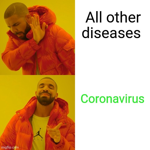 Drake Hotline Bling Meme | All other diseases; Coronavirus | image tagged in memes,drake hotline bling | made w/ Imgflip meme maker