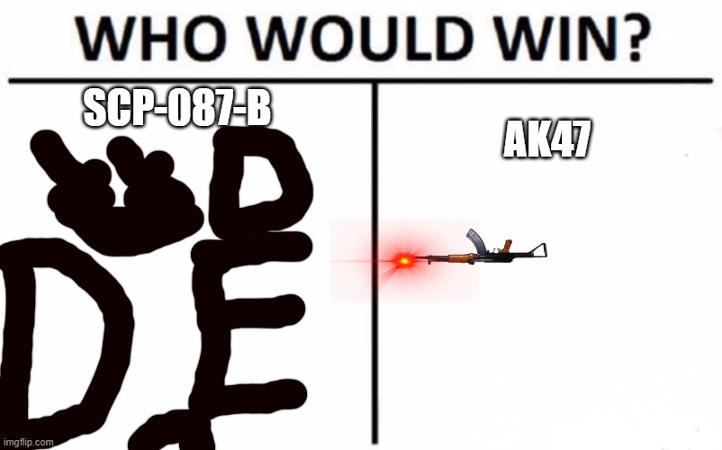 Who Would Win? Meme | SCP-087-B; AK47 | image tagged in memes,who would win | made w/ Imgflip meme maker