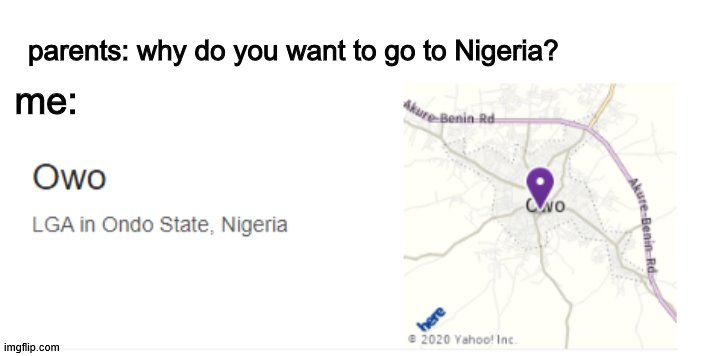 parents: why do you want to go to Nigeria? me: | made w/ Imgflip meme maker