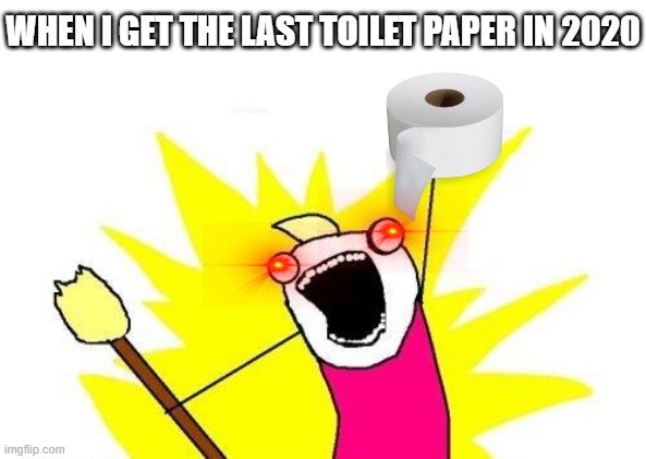 X All The Y Meme | WHEN I GET THE LAST TOILET PAPER IN 2020 | image tagged in memes,x all the y | made w/ Imgflip meme maker