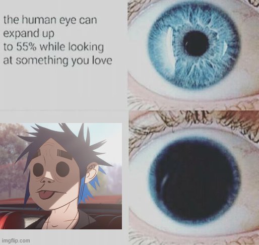 2D | image tagged in eye pupil expand,gorillaz,dead meme | made w/ Imgflip meme maker