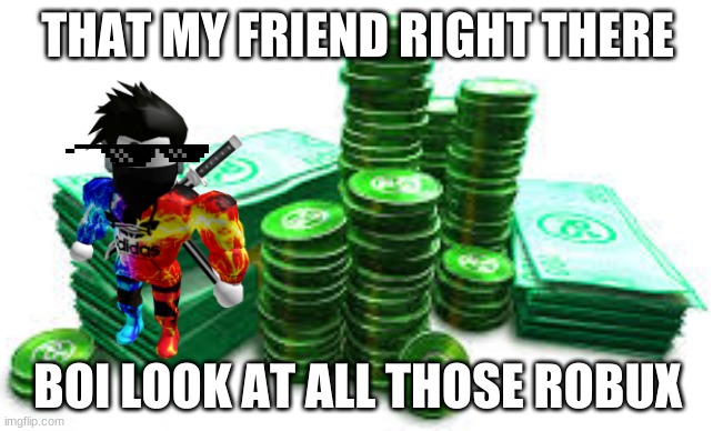 Don't tell me I am poor | THAT MY FRIEND RIGHT THERE; BOI LOOK AT ALL THOSE ROBUX | image tagged in robux | made w/ Imgflip meme maker