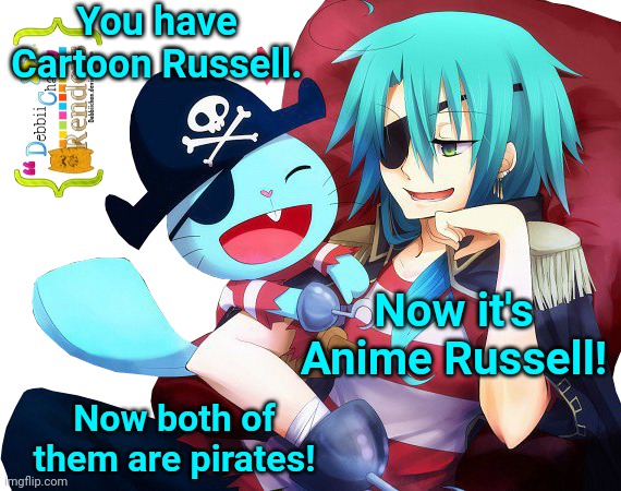 Cartoon Russell & Anime Russell! | You have Cartoon Russell. Now it's Anime Russell! Now both of them are pirates! | image tagged in happy tree friends,anime,animation,cartoon,pirates | made w/ Imgflip meme maker