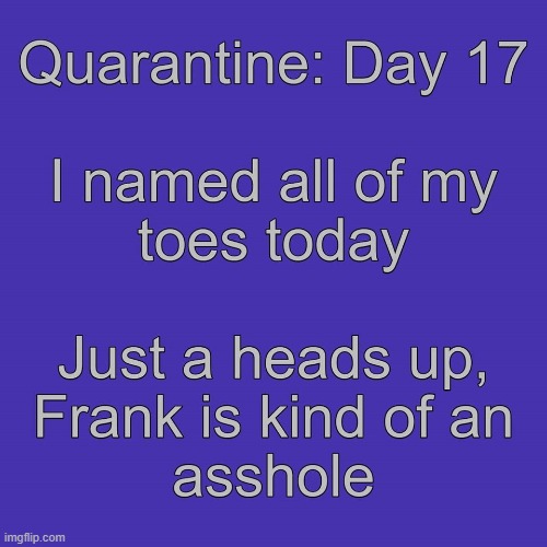 Quarantine: Day 17 | image tagged in quarantine,coronavirus | made w/ Imgflip meme maker