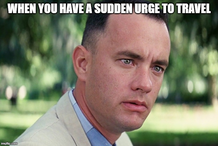 And Just Like That | WHEN YOU HAVE A SUDDEN URGE TO TRAVEL | image tagged in memes,and just like that | made w/ Imgflip meme maker