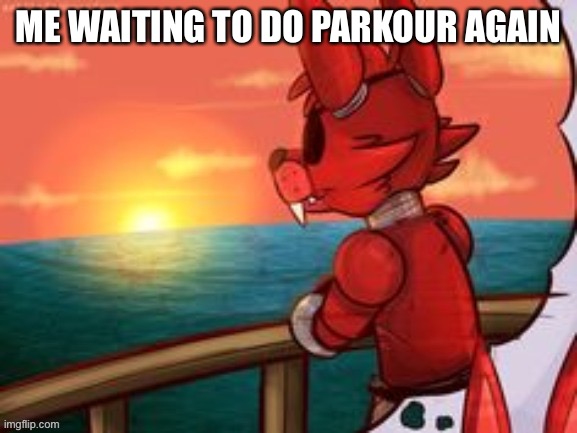 Credit for the art goes to ghostmemer-fox-wolf-pirate | ME WAITING TO DO PARKOUR AGAIN | made w/ Imgflip meme maker